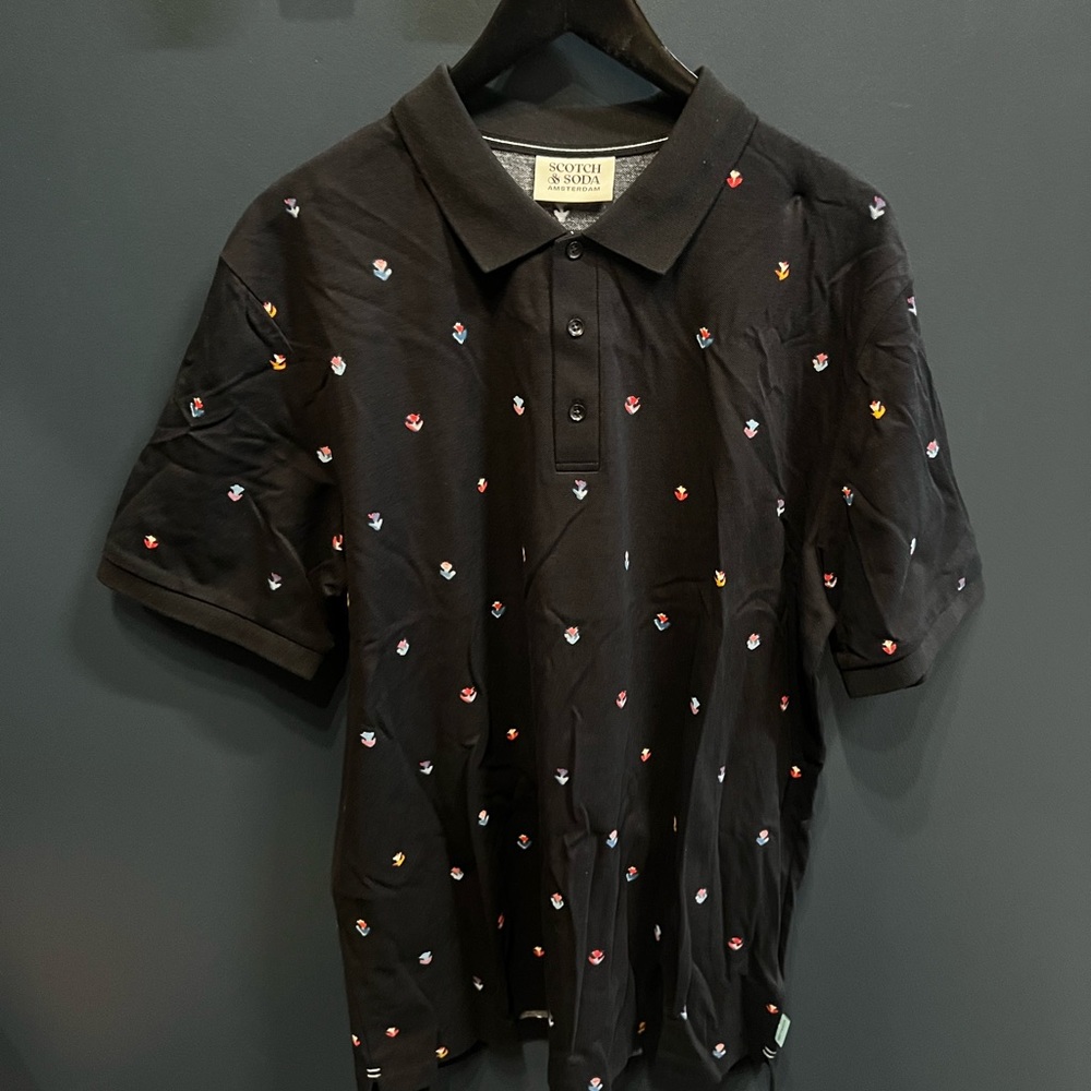 Black Flower Polo